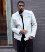 Men’s Stylish White Leather Jacket with Zipper Closure photo 4