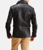Men's Black Leather Jacket With Zipper Closure photo 6