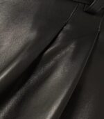Women's Black Leather Shorts With Pleated Front Design photo 3