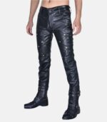 Men's Casual Black Leather Pants For Nightclub Wear photo 2