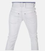 Men's White Leather Jeans Pants with Tight Tube Style photo 3