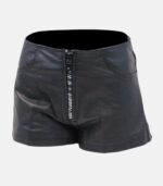 Women's Black Leather Shorts With Side Pockets