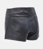 Women's Black Leather Shorts With Side Pockets photo 2