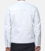 Men’s Stylish White Leather Jacket with Zipper Closure photo 2