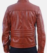 Premium Biker Tan Brown Leather Jacket with Padding Design photo 2