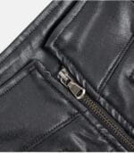 Women's Black Leather Shorts With Zip Closure & Pockets photo 3