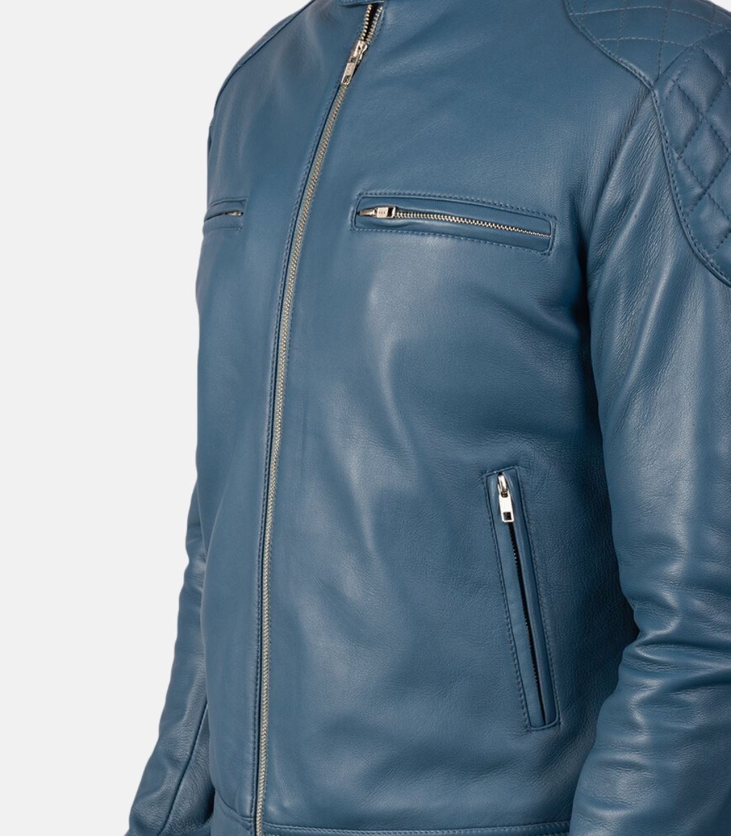 SEVEN BY SEVEN　ROUND COLLAR LEATHER BL JULIUS_7 High-neck Leather Jacket | Elixirgallery