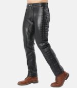 Men's Black Slim Fit Leather Pants with back zipper