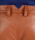Men's Classic Soft Tan Brown Leather Cargo Pants with Stylish Closure photo 6