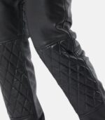 Men's Black Leather Quilted Pants with back zipper photo 5