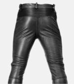 Men's Black Leather Pants With Quilted Design photo 2