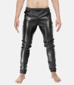 Men's Leather Trousers with flexible waistband