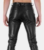 Men's Black Lamb Leather Pants With Zipper Closure photo 4