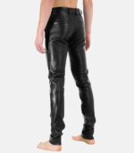 Men's Black Lamb Leather Pants With Zipper Closure photo 2
