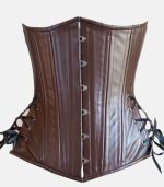 Women's Brown Slim fit Leather Corset with Side & Back Laced