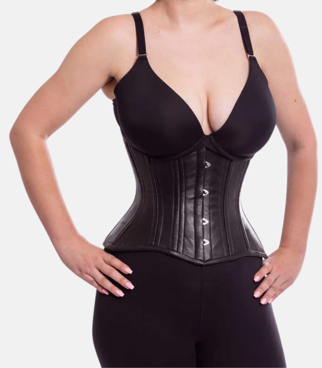 1 Women's Black Leather Standard Underbust Corset