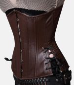 Women's Brown Slim fit Leather Corset with Side & Back Laced photo 2
