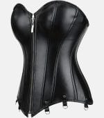 Women Classic Black Leather Corset with Zipper Closure photo 2