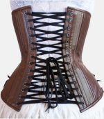 Women's Brown Slim fit Leather Corset with Side & Back Laced photo 3