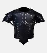Classic Black Leather LARP Chest Armor with Stud Style